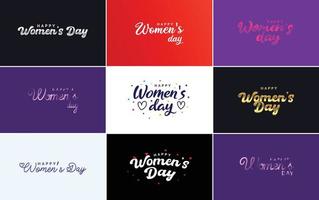 reeks van kaarten met Internationale vrouwen dag logo en een helder. kleurrijk ontwerp vector