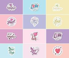 Valentijnsdag dag grafiek stickers naar delen uw liefde en genegenheid vector