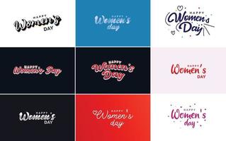 Internationale vrouwen dag belettering met een liefde vorm geven aan. geschikt voor gebruik in kaarten. uitnodigingen. spandoeken. affiches. ansichtkaarten. stickers. en sociaal media berichten vector