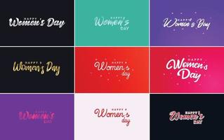 reeks van Internationale vrouwen dag kaarten met een logo vector