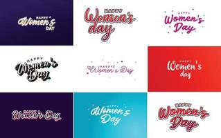 reeks van kaarten met Internationale vrouwen dag logo en een helder. kleurrijk ontwerp vector