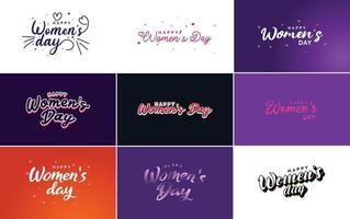 roze gelukkig vrouwen dag typografisch ontwerp elementen reeks voor groet kaarten vector