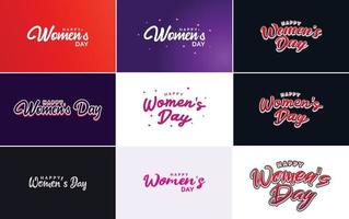 reeks van kaarten met Internationale vrouwen dag logo en een helder. kleurrijk ontwerp vector