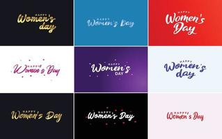 reeks van kaarten met Internationale vrouwen dag logo en een helder. kleurrijk ontwerp vector