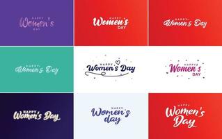 maart 8e typografisch ontwerp reeks met gelukkig vrouwen dag tekst vector