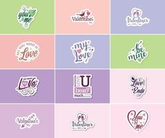 vieren de macht van liefde Aan Valentijnsdag dag met mooi ontwerp stickers vector