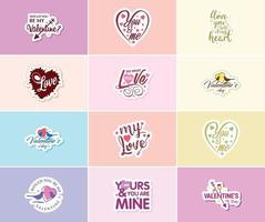 uitdrukken uw liefde met Valentijnsdag dag typografie en grafiek stickers vector