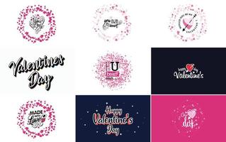 gelukkig Valentijnsdag dag typografie ontwerp met een hartvormig krans en een helling kleur regeling vector