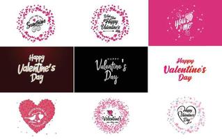 gelukkig Valentijnsdag dag groet kaart sjabloon met een schattig dier thema en een roze kleur regeling vector
