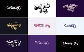 roze gelukkig vrouwen dag typografisch ontwerp elementen vector