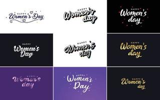 Internationale vrouwen dag belettering met een liefde vorm geven aan. geschikt voor gebruik in kaarten. uitnodigingen. spandoeken. affiches. ansichtkaarten. stickers. en sociaal media berichten vector