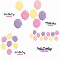 gelukkig verjaardag tekst met een hand getekend. tekenfilm stijl en kleurrijk ballon illustraties vector