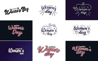 Internationale vrouwen dag belettering met een liefde vorm geven aan. geschikt voor gebruik in kaarten. uitnodigingen. spandoeken. affiches. ansichtkaarten. stickers. en sociaal media berichten vector