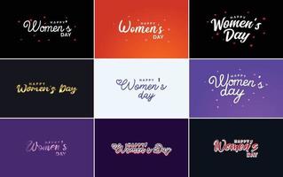 reeks van Internationale vrouwen dag kaarten met een logo vector