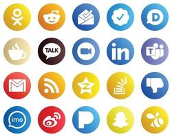 20 gemakkelijk sociaal media pictogrammen zo net zo gmail. microsoft team. kakao praten en professioneel pictogrammen. premie en hoog kwaliteit vector