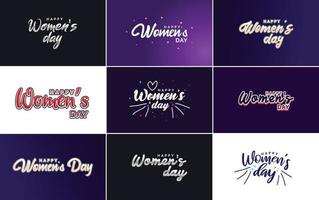 reeks van Internationale vrouwen dag kaarten met een logo vector