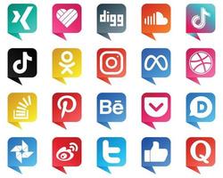 babbelen bubbel stijl sociaal media merk icoon reeks 20 pictogrammen zo net zo dribbelen. meta. video en instagram pictogrammen. premie en hoog kwaliteit vector