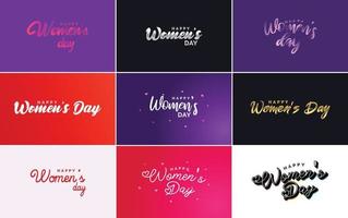 Internationale vrouwen dag belettering met een liefde vorm geven aan. geschikt voor gebruik in kaarten. uitnodigingen. spandoeken. affiches. ansichtkaarten. stickers. en sociaal media berichten vector