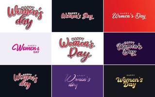 roze gelukkig vrouwen dag typografisch ontwerp elementen reeks voor groet kaarten vector