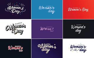 reeks van kaarten met Internationale vrouwen dag logo en een helder. kleurrijk ontwerp vector