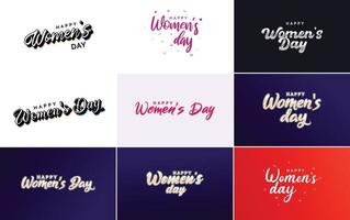 roze gelukkig vrouwen dag typografisch ontwerp elementen reeks voor groet kaarten vector