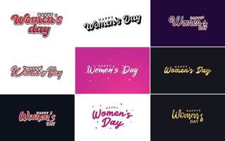 abstract gelukkig vrouwen dag logo met een liefde vector ontwerp in roze. rood. en zwart kleuren