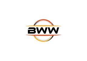 bww brief royalty mandala vorm logo. bww borstel kunst logo. bww logo voor een bedrijf, bedrijf, en reclame gebruiken. vector
