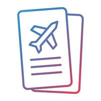 vlucht ticket lijn helling icoon vector