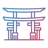 torii poort lijn helling icoon vector