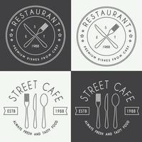 reeks van wijnoogst restaurant lineair logo, insigne en embleem vector