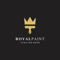 borstel voor verf met koning koningin kroon Koninklijk logo ontwerp vector