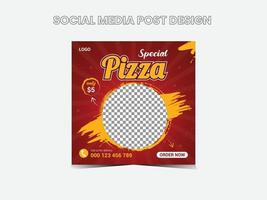 heet pizza sociaal media post ontwerp vector