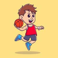 jongen is spelen basketbal illustratie vector