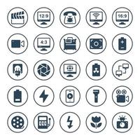 cirkel glyph pictogrammen voor apparaten. vector