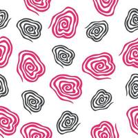 spiraal naadloos vector patroon. vector beeld Aan wit achtergrond. zwart en roze kleuren.