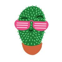 tekenfilm cactus mascotte in zonnebril. vector illustratie in tekenfilm vlak stijl geïsoleerd Aan wit achtergrond.