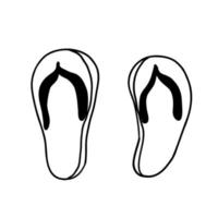 geel slippers. strand schoenen. vector illustratie in schets tekening stijl geïsoleerd Aan wit achtergrond.