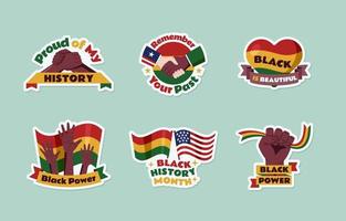 zwart geschiedenis maand groet stickers vector