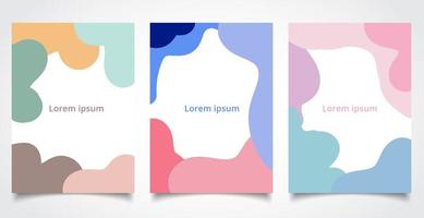 set van brochure sjabloon abstracte vloeibare vorm en leuke kleuren patroon achtergrondstructuur. vector