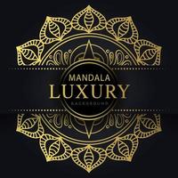 luxe mandala gouden met een zwart achtergrond elegant ontwerp voor verjaardag uitnodiging henna- vector