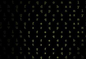donkergroene, gele vectorlay-out met Latijns alfabet. vector
