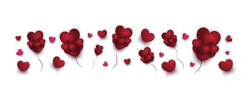 schattig rood hart ballonnen illustratie geïsoleerd Aan transparant achtergrond. Valentijnsdag dag decoratie elementen vector