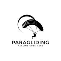 hoog avontuur paragliden logo ontwerp inspiratie. paragliden logo ontwerp vector