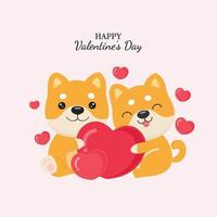reeks van schattig shaiba hond in liefde voor Valentijn dag. dier tekenfilm stijl. vector