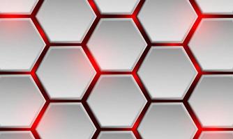 abstract wit zeshoek rood licht macht cyber technologie futuristische meetkundig ontwerp modern achtergrond vector