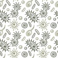 eencellig microorganisme naadloos patroon. wetenschappelijk vector illustratie in schetsen stijl. tekening achtergrond