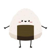 onigiri karakter. onigiri Aan wit achtergrond. onigiri logo ontwerp. Japan rijst- bal. vector