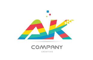 ak combinatie kleurrijk alfabet brief logo icoon ontwerp. gekleurde creatief sjabloon ontwerp voor bedrijf of bedrijf vector