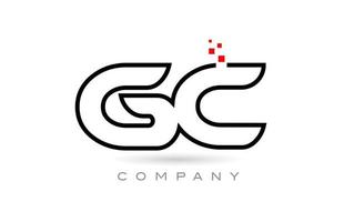 gc verbonden alfabet brief logo icoon combinatie ontwerp met dots en rood kleur. creatief sjabloon voor bedrijf en bedrijf vector