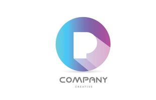 p roze blauw alfabet brief logo icoon met lang schaduw en cirkel. creatief sjabloon voor bedrijf of bedrijf vector